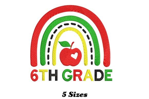 6th Grade Rainbow: A Playful Embroidery Design