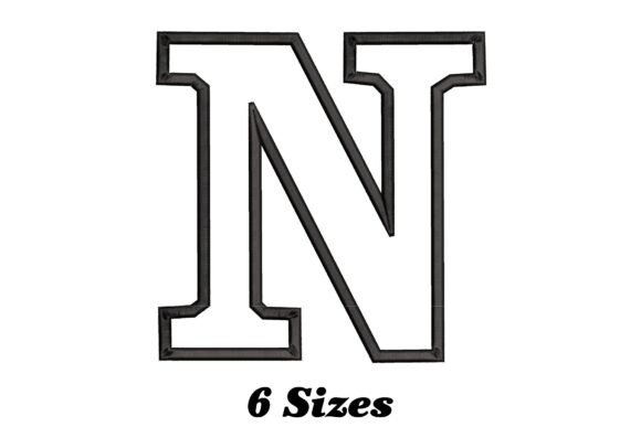 Letter N Outline Embroidery Design